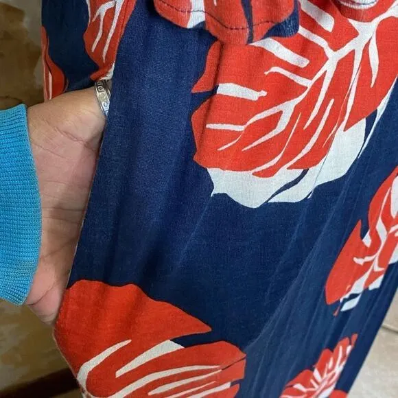 187. Lucky Brand Strapless Maxi Dress - Small - Navy Blue/Orange - Boho Chic
