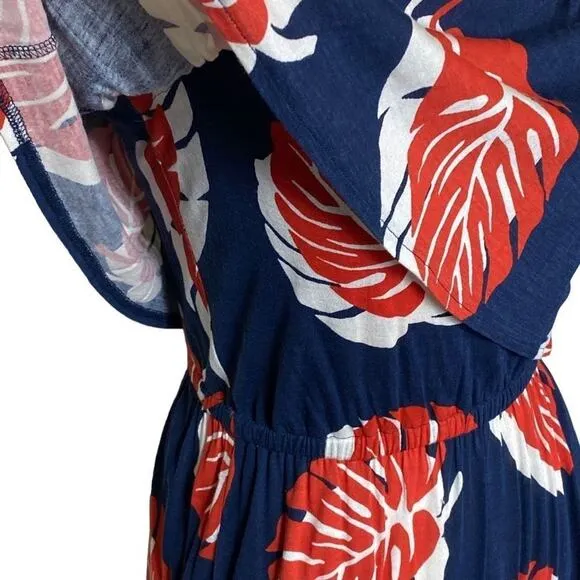187. Lucky Brand Strapless Maxi Dress - Small - Navy Blue/Orange - Boho Chic