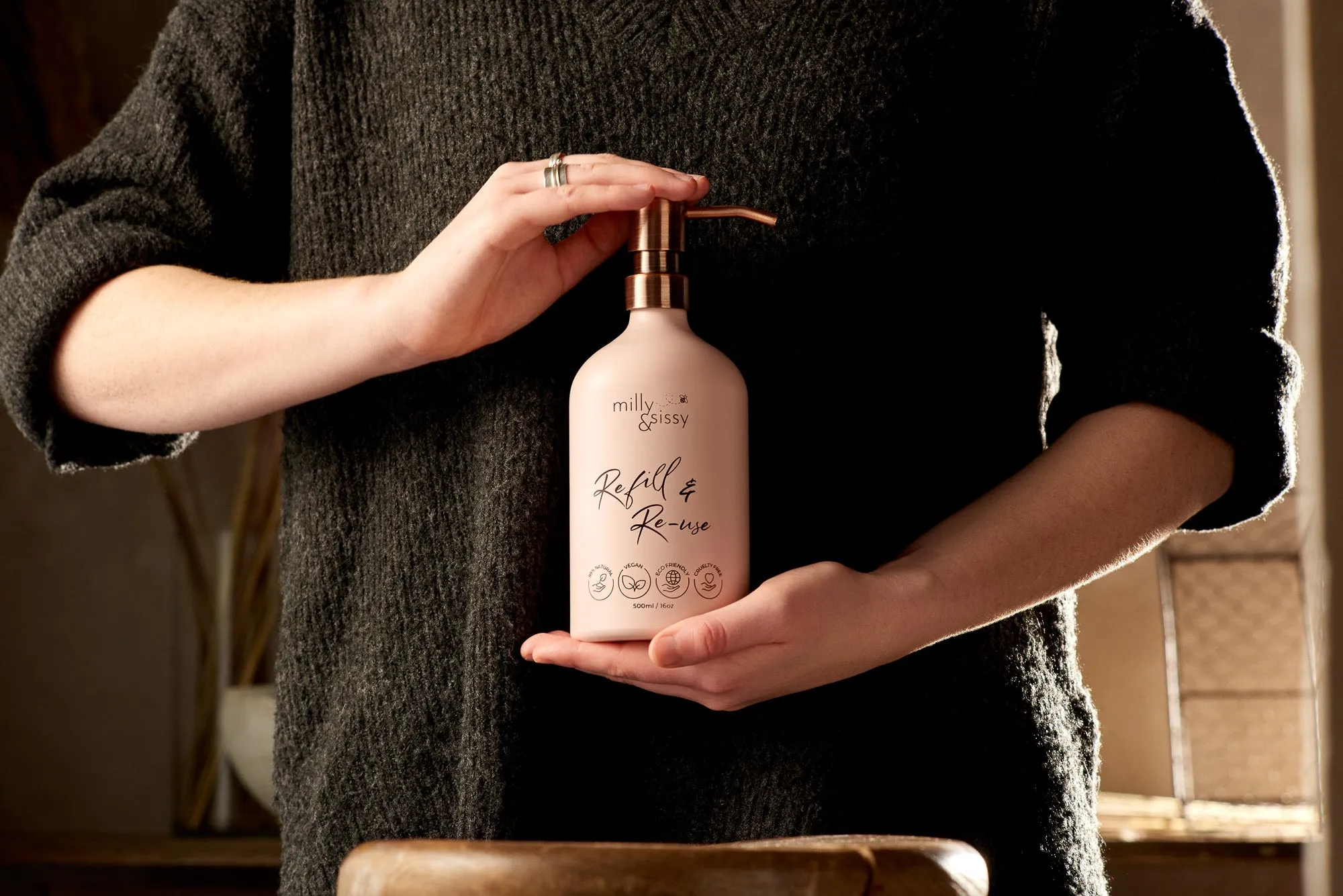 500ml Aluminium Bottle in Blush