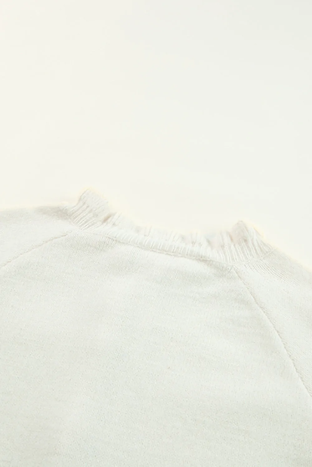 Beige Frill Trim Buttoned Knit Pullover Sweater