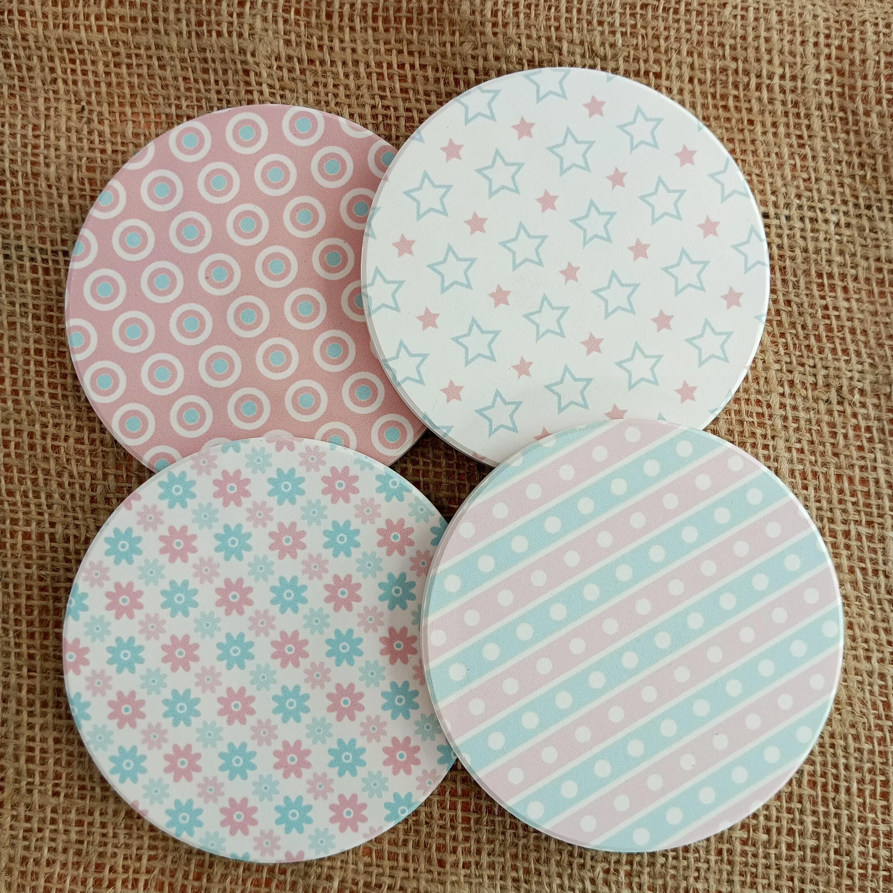 Charming Porcelain Coasters with Pastel Patterns