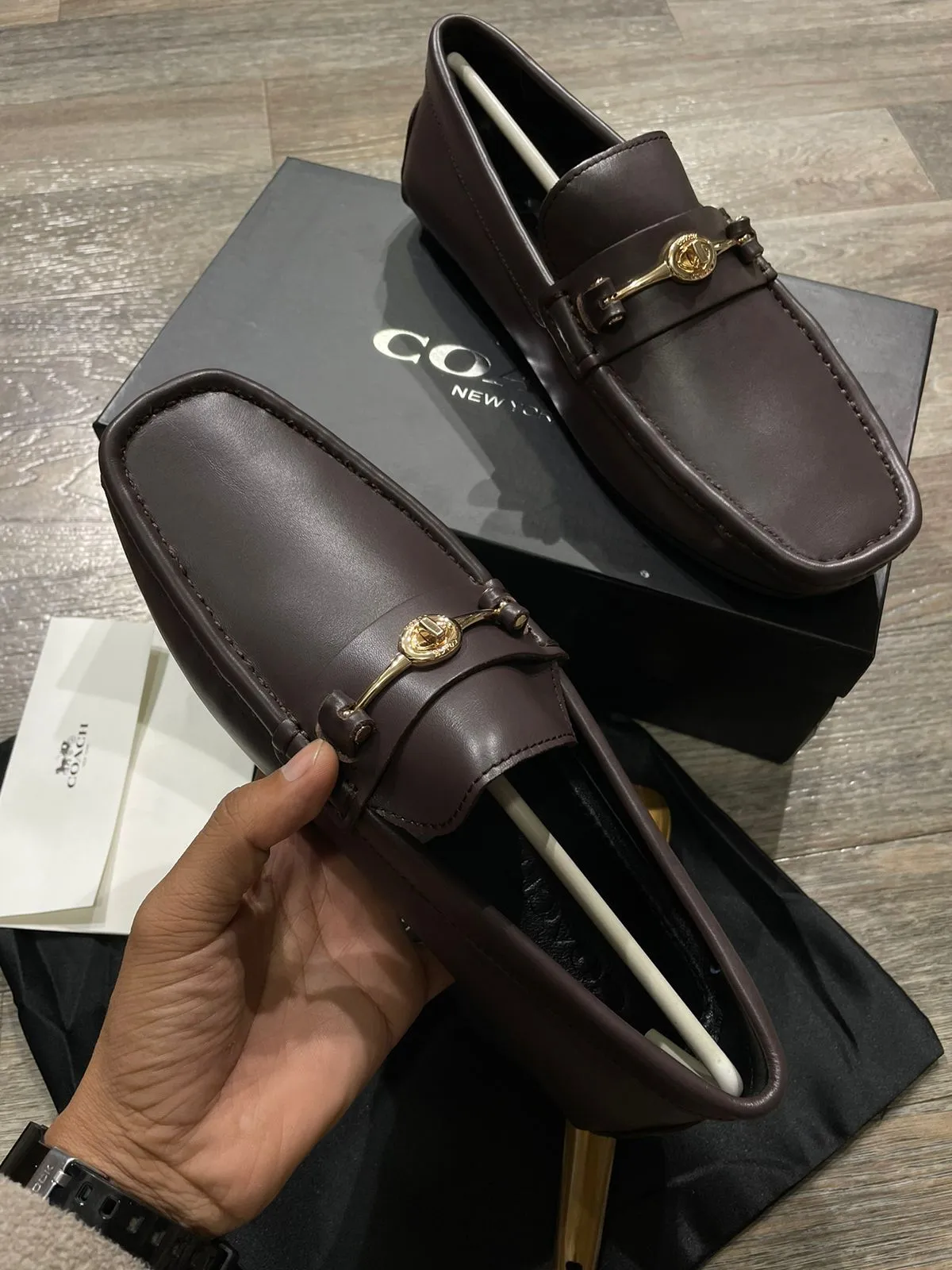 COACH || MEN'S CASUAL CALF LEATHER LOAFER BROWN