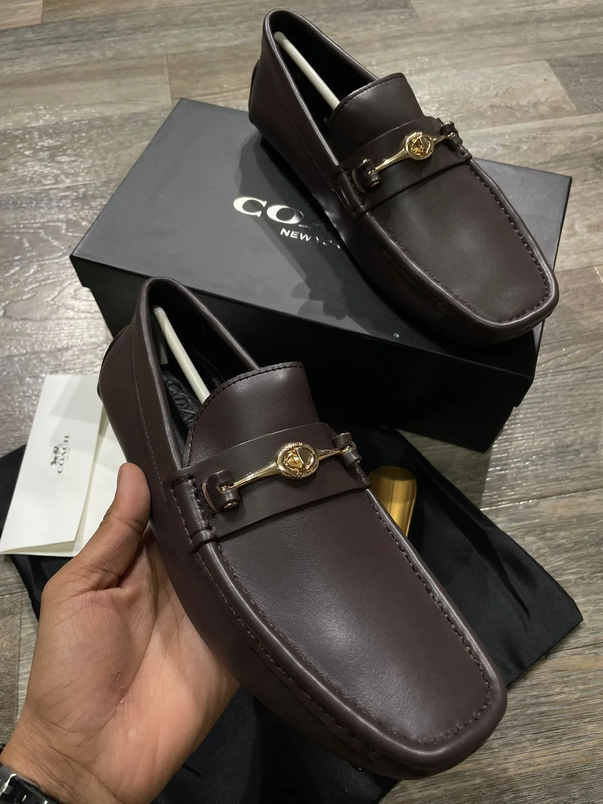 COACH || MEN'S CASUAL CALF LEATHER LOAFER BROWN