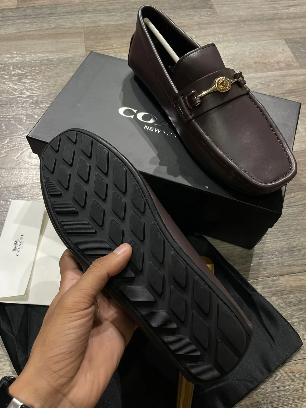COACH || MEN'S CASUAL CALF LEATHER LOAFER BROWN