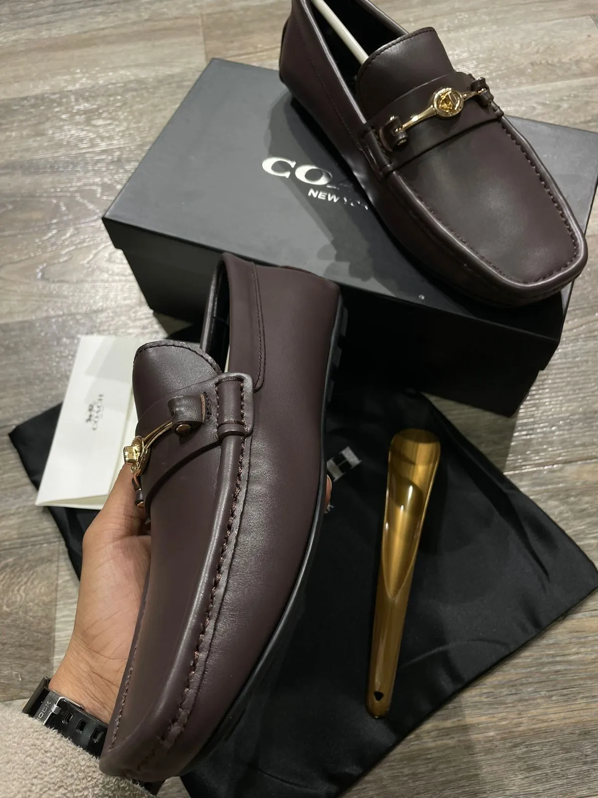 COACH || MEN'S CASUAL CALF LEATHER LOAFER BROWN