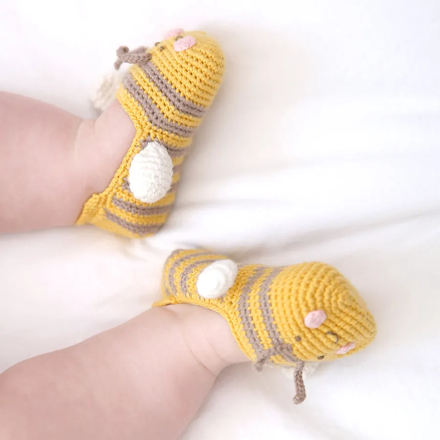 CROCHET BABY BEE BOOTIES (0-6 MONTHS)