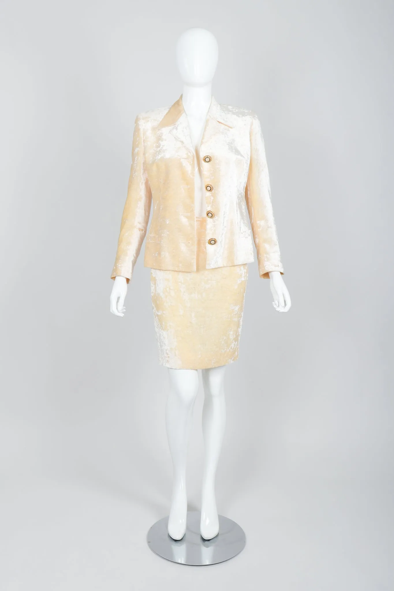 Crushed Velvet Jacket & Skirt Suit