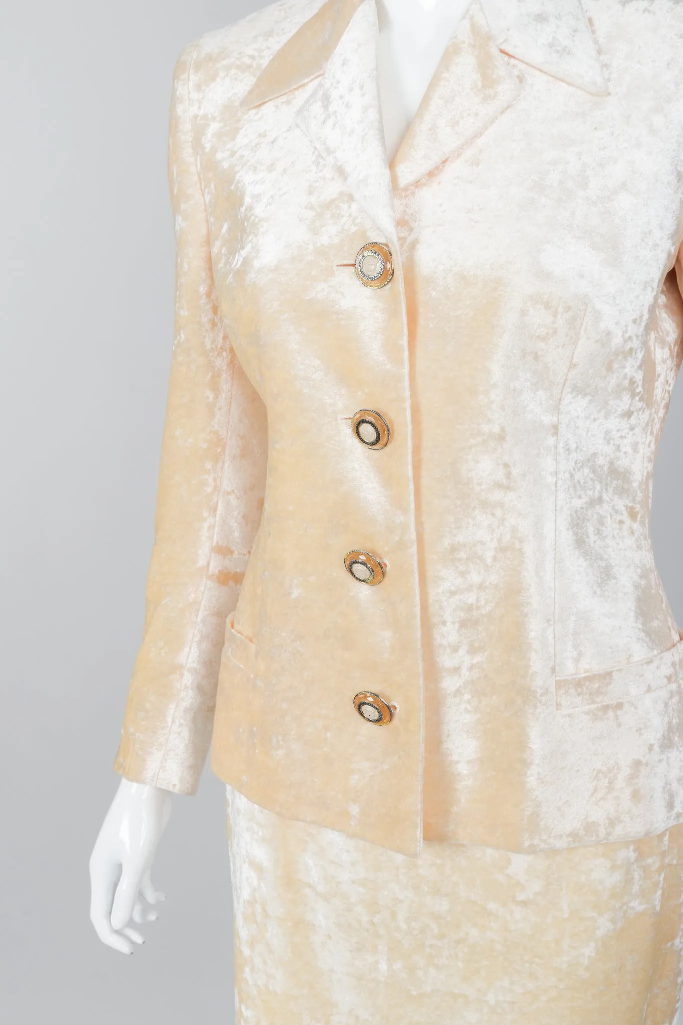 Crushed Velvet Jacket & Skirt Suit