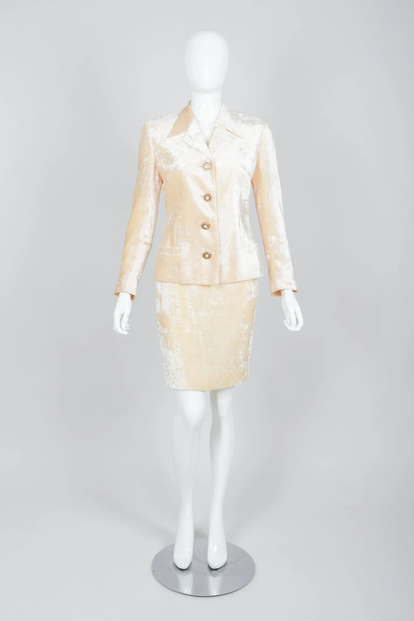 Crushed Velvet Jacket & Skirt Suit