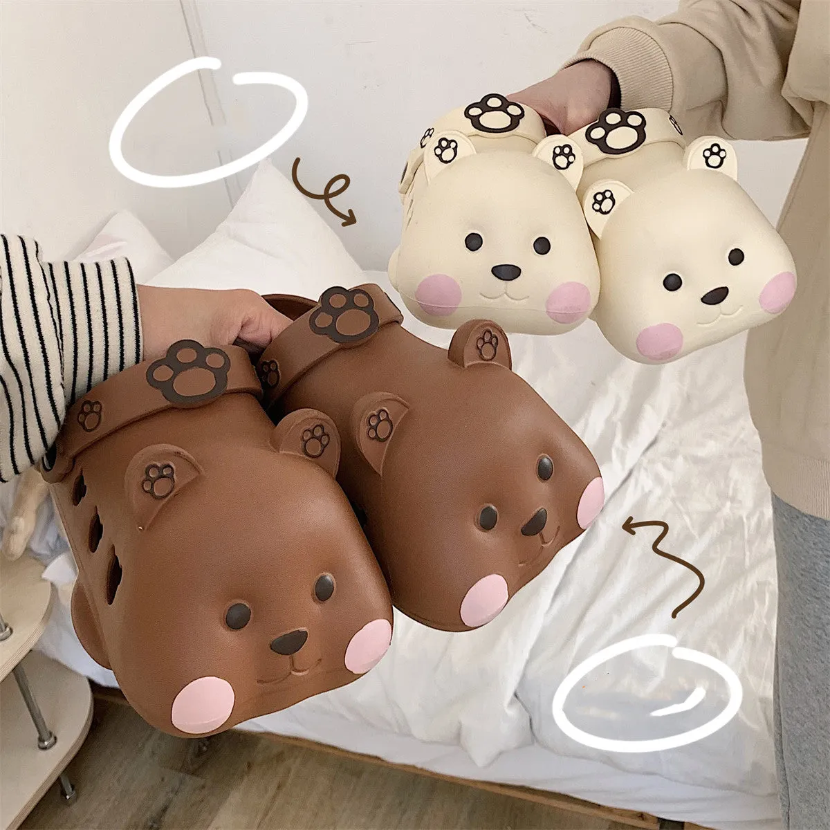 Cute three-dimensional bear slippers KF82663