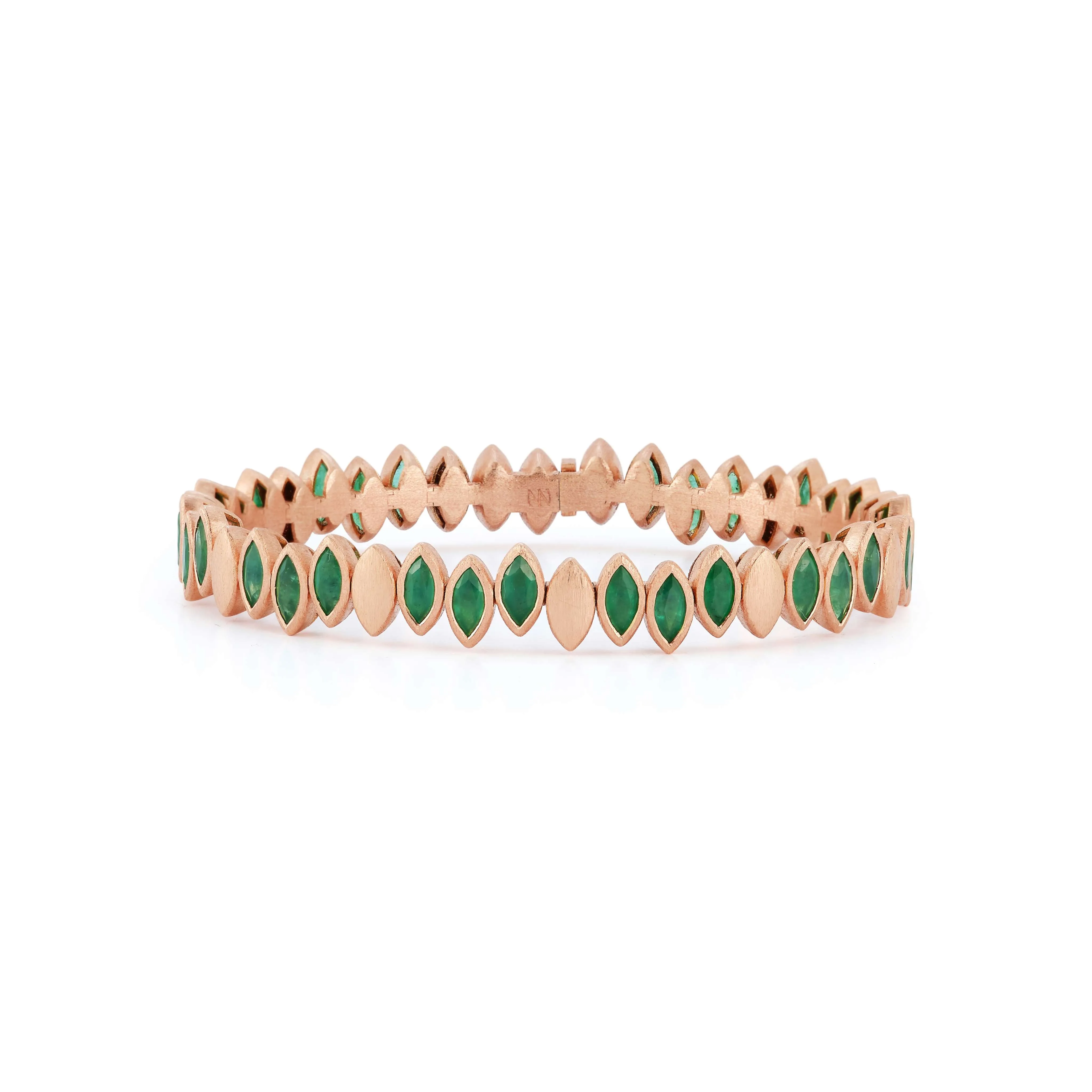 Flexible Navette Bangle with Gemstones