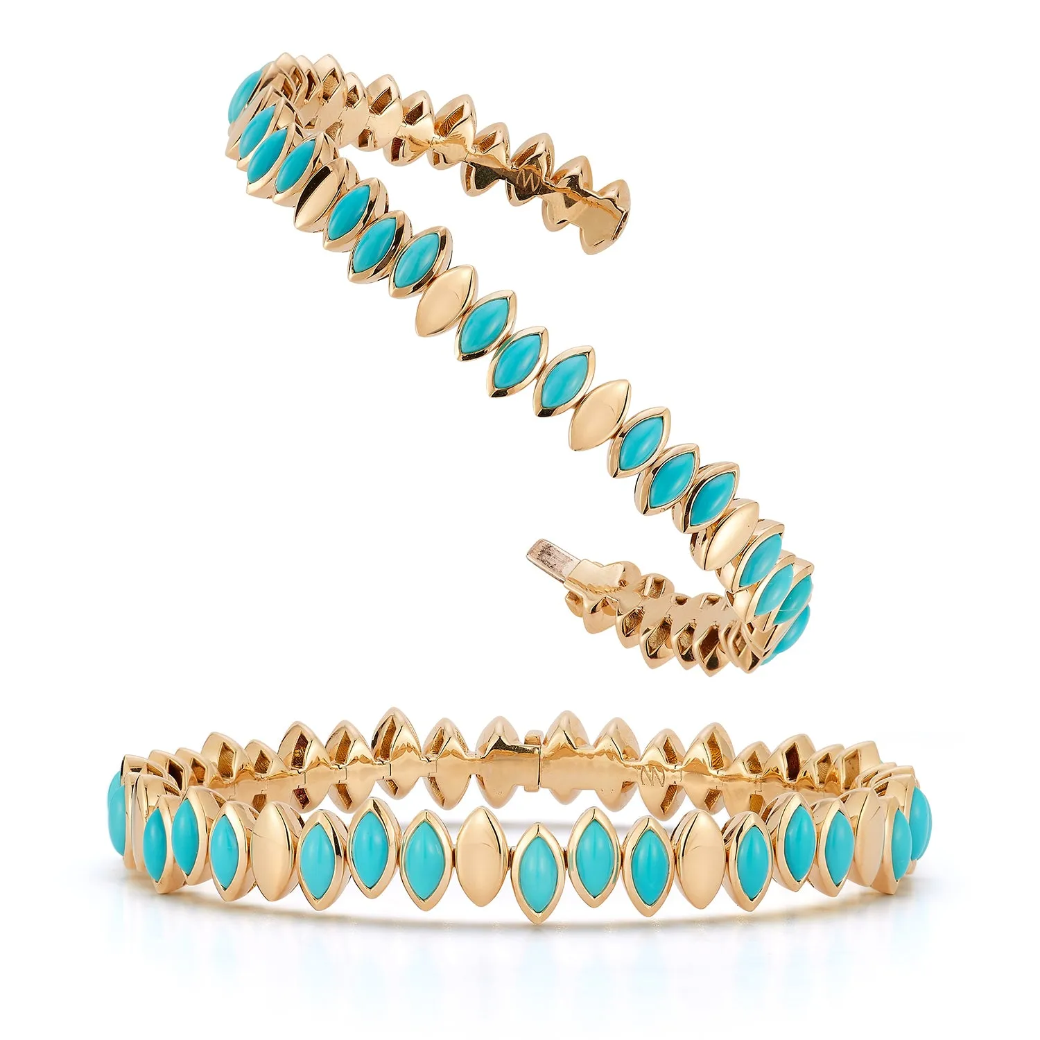 Flexible Navette Bangle with Gemstones