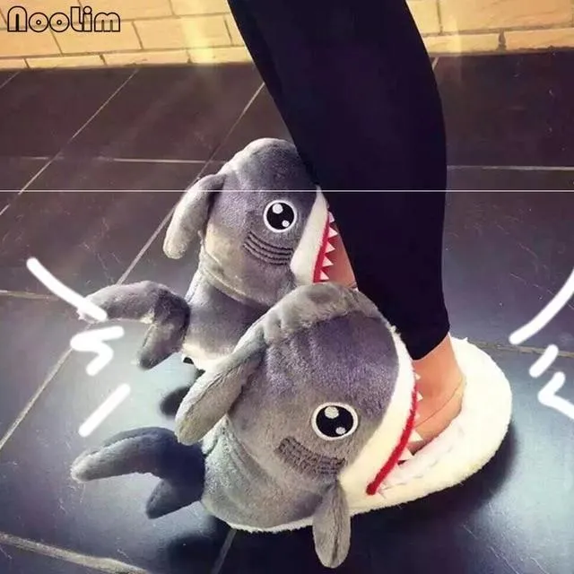 Fuzzy Shark Slippers