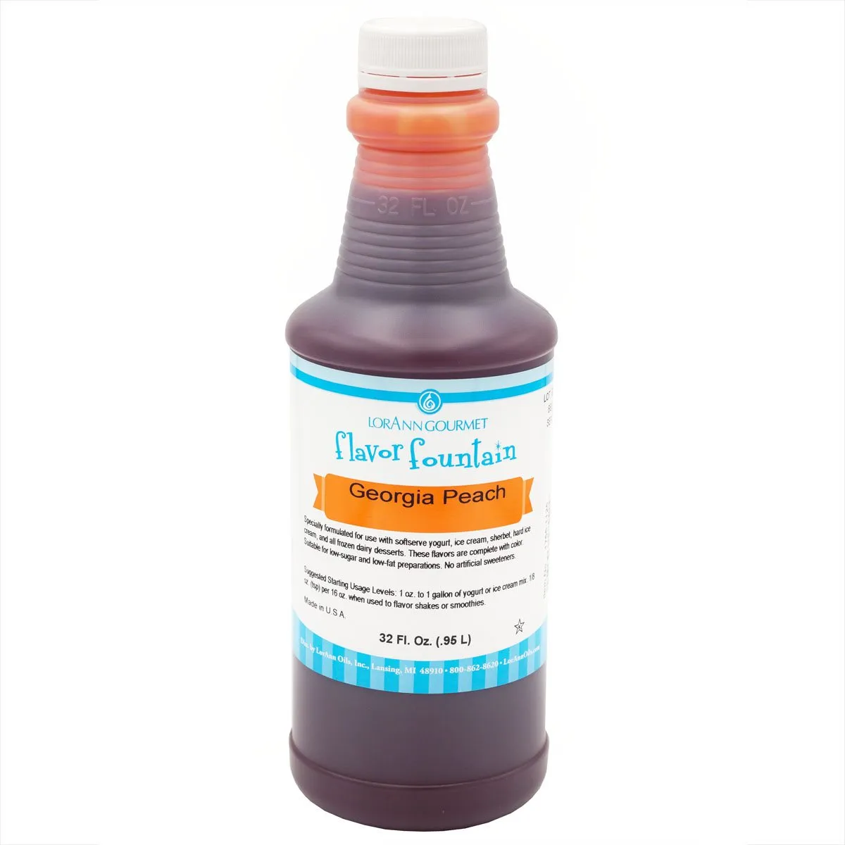 Georgia Peach Flavor Fountain - 4 oz. - 32 oz. - Ice Cream and Beverage Flavors - LorAnn Oils - Canadian Distribution