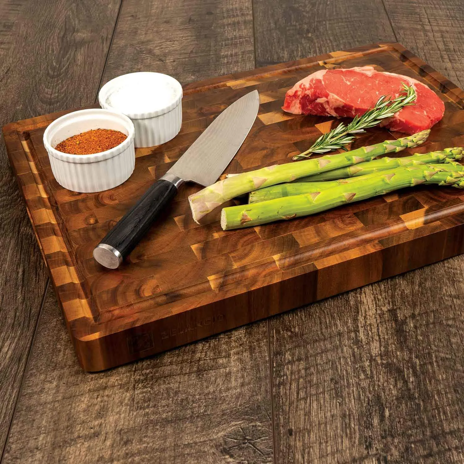 Handcrafted Butcher Block Cutting Board with Drip Catch Groove, 20 x 14 x 1.5 Inches, Thick Chopping Board, Highly Durable and Versatile Chopping Tray