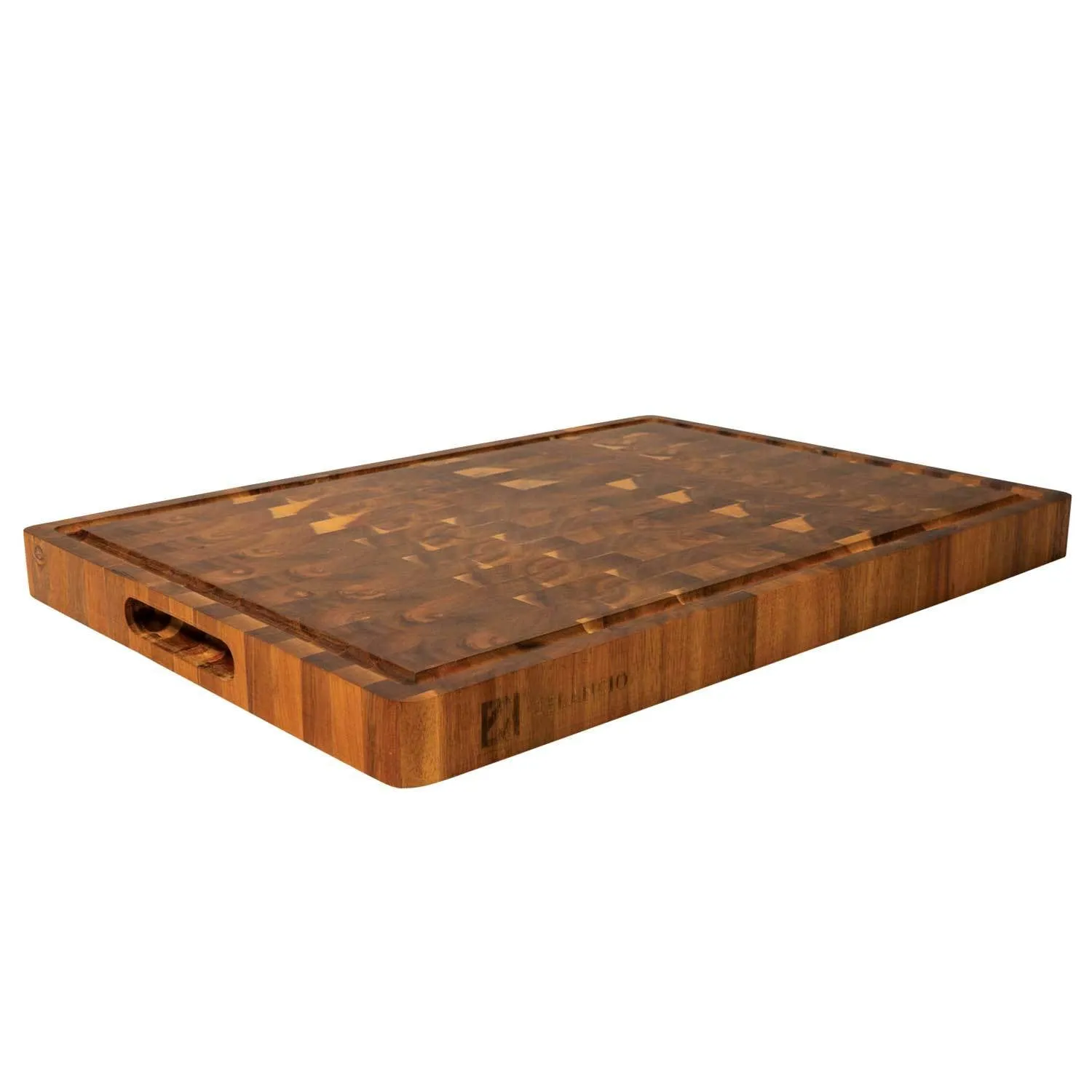 Handcrafted Butcher Block Cutting Board with Drip Catch Groove, 20 x 14 x 1.5 Inches, Thick Chopping Board, Highly Durable and Versatile Chopping Tray