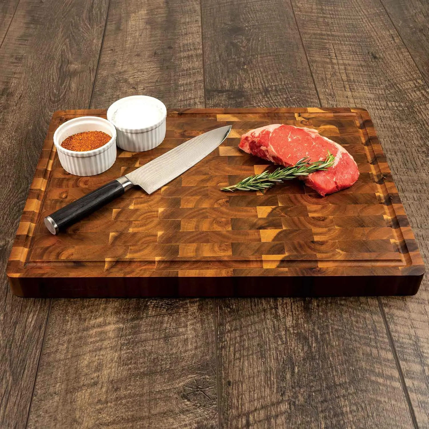 Handcrafted Butcher Block Cutting Board with Drip Catch Groove, 20 x 14 x 1.5 Inches, Thick Chopping Board, Highly Durable and Versatile Chopping Tray