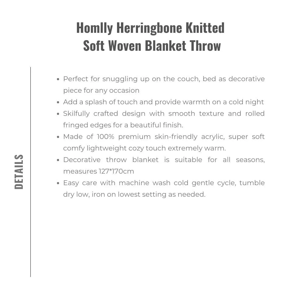 Homlly Herringbone Knitted Soft Woven Blanket Throw