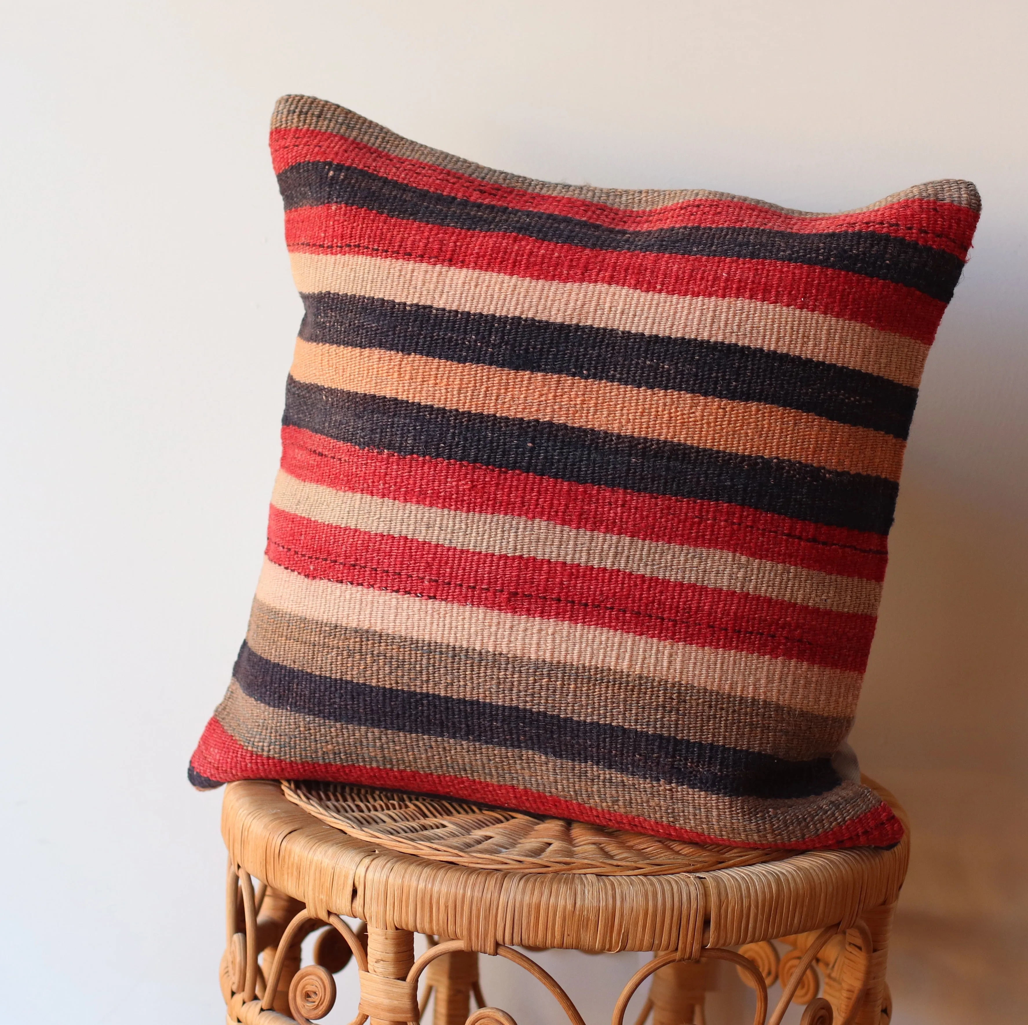 Kilim Pillow | Warm Tone Stripe, includes insert, 16"