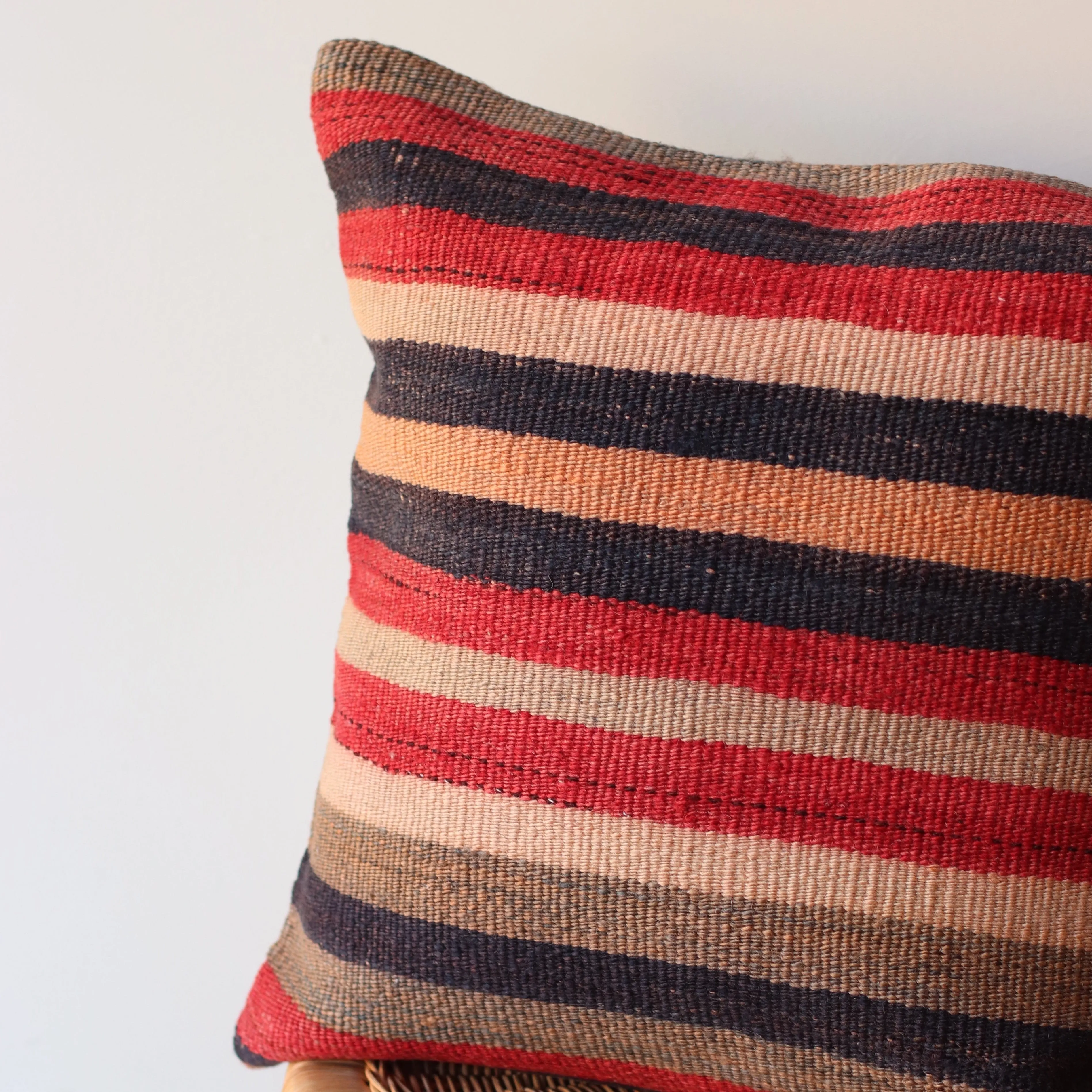 Kilim Pillow | Warm Tone Stripe, includes insert, 16"