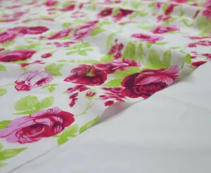 Lydia Lime Roses Shabby Chic Polycotton Floral Fabric