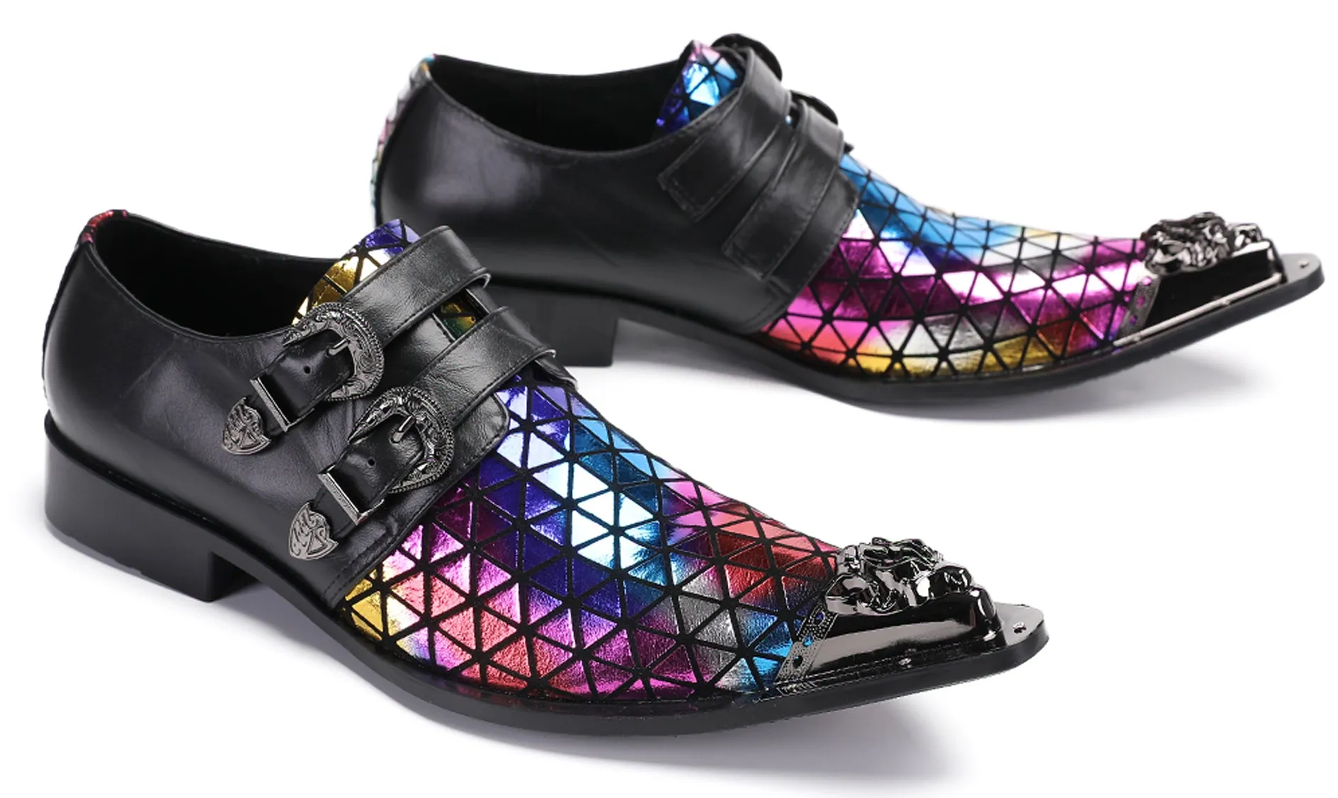 Mens Disco Party Casual Slip-Ons Western Loafers