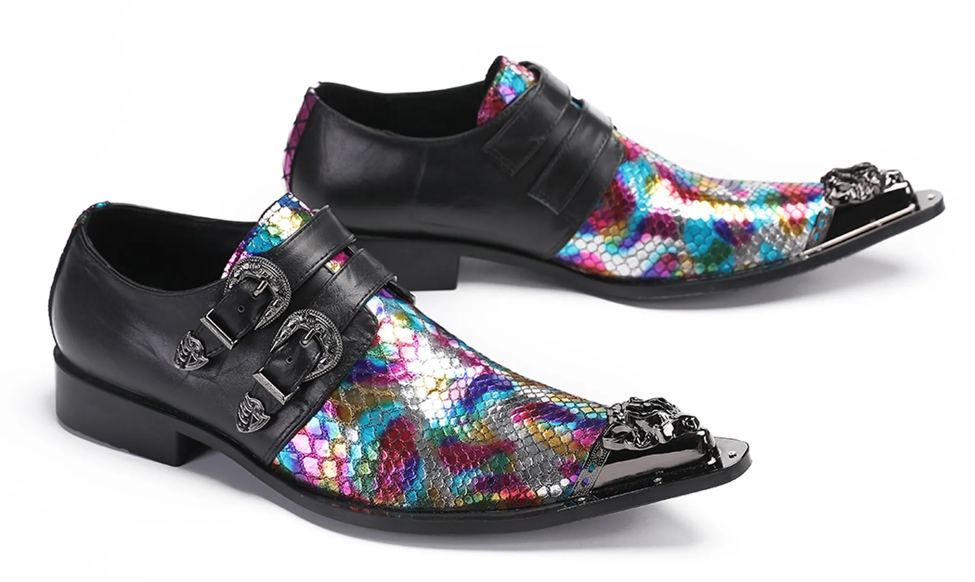 Mens Disco Party Casual Slip-Ons Western Loafers
