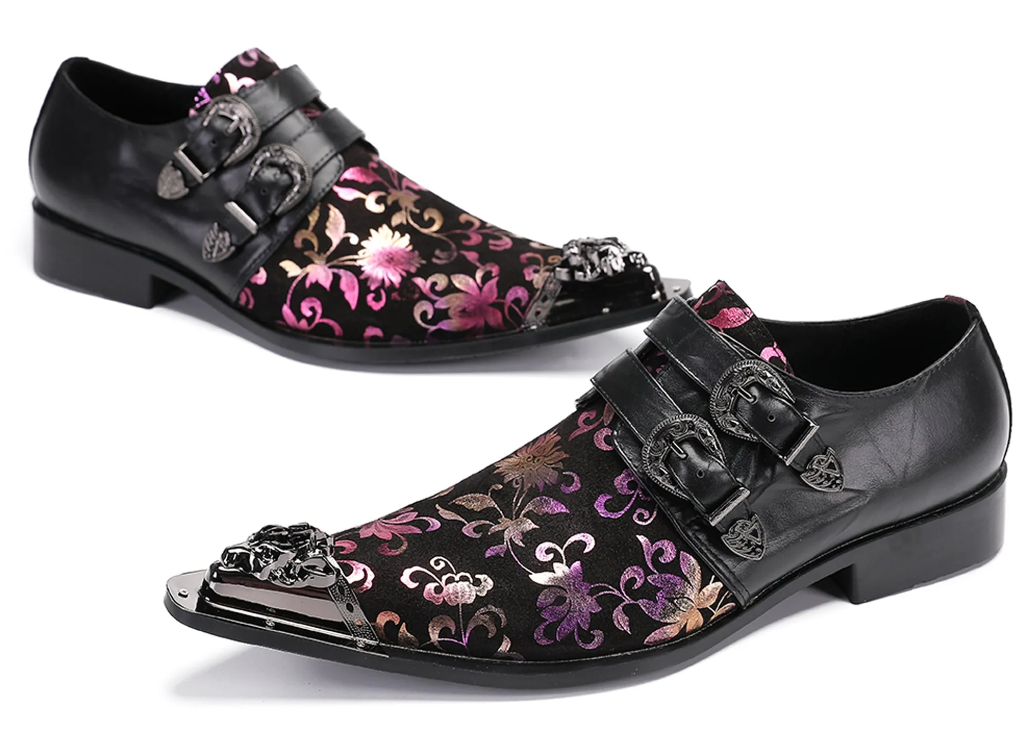 Mens Disco Party Casual Slip-Ons Western Loafers