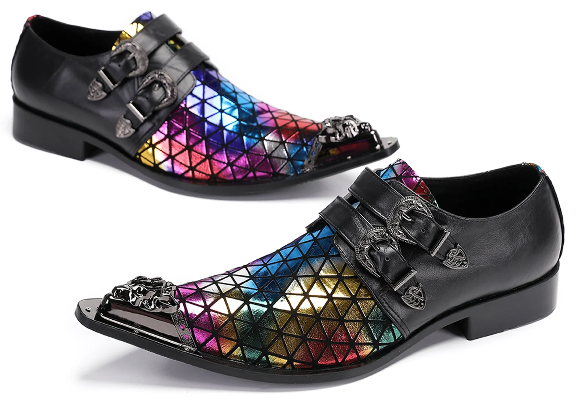 Mens Disco Party Casual Slip-Ons Western Loafers