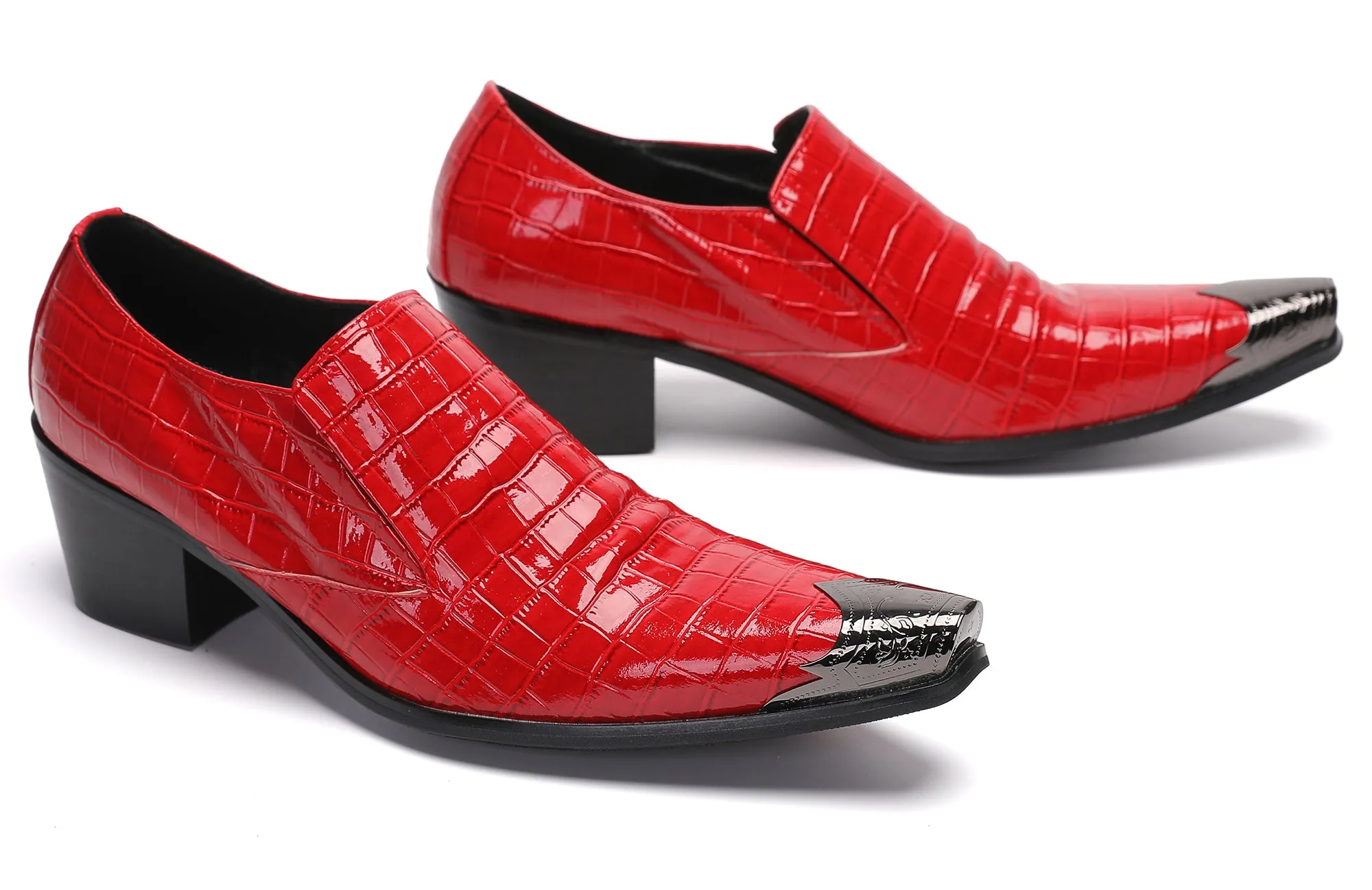 Men's Metal-Tip Toe Western Colourful Penny Loafers