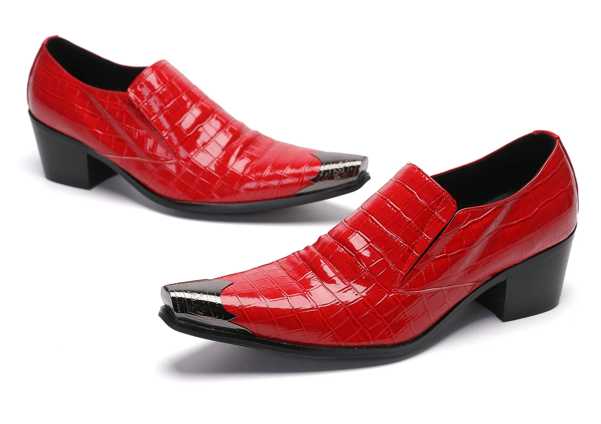 Men's Metal-Tip Toe Western Colourful Penny Loafers