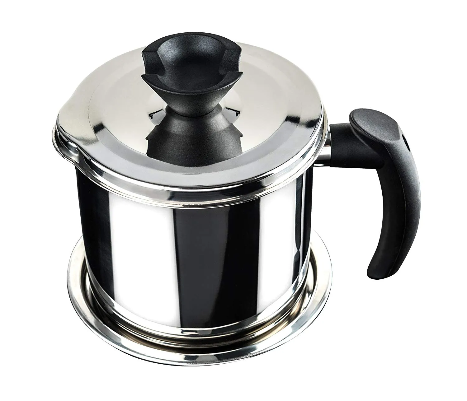 Nellam Grease Container with Separator, Includes Bonus Sponge and Towel - Durable Bacon Cooking Oil Strainer and Cooking Grease Can for Reusing Oil Stainless Steel