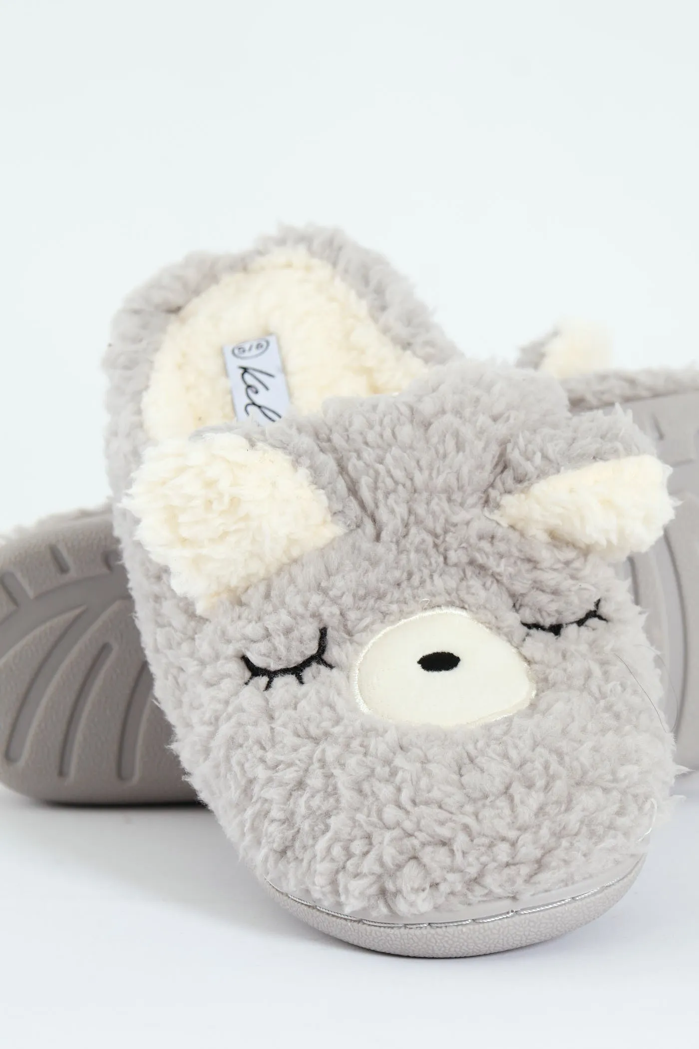 Novelty Bear Slipper - Light Grey