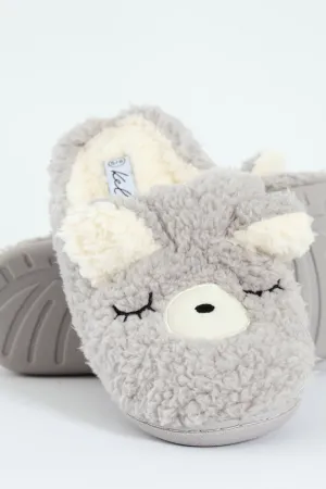 Novelty Bear Slipper - Light Grey