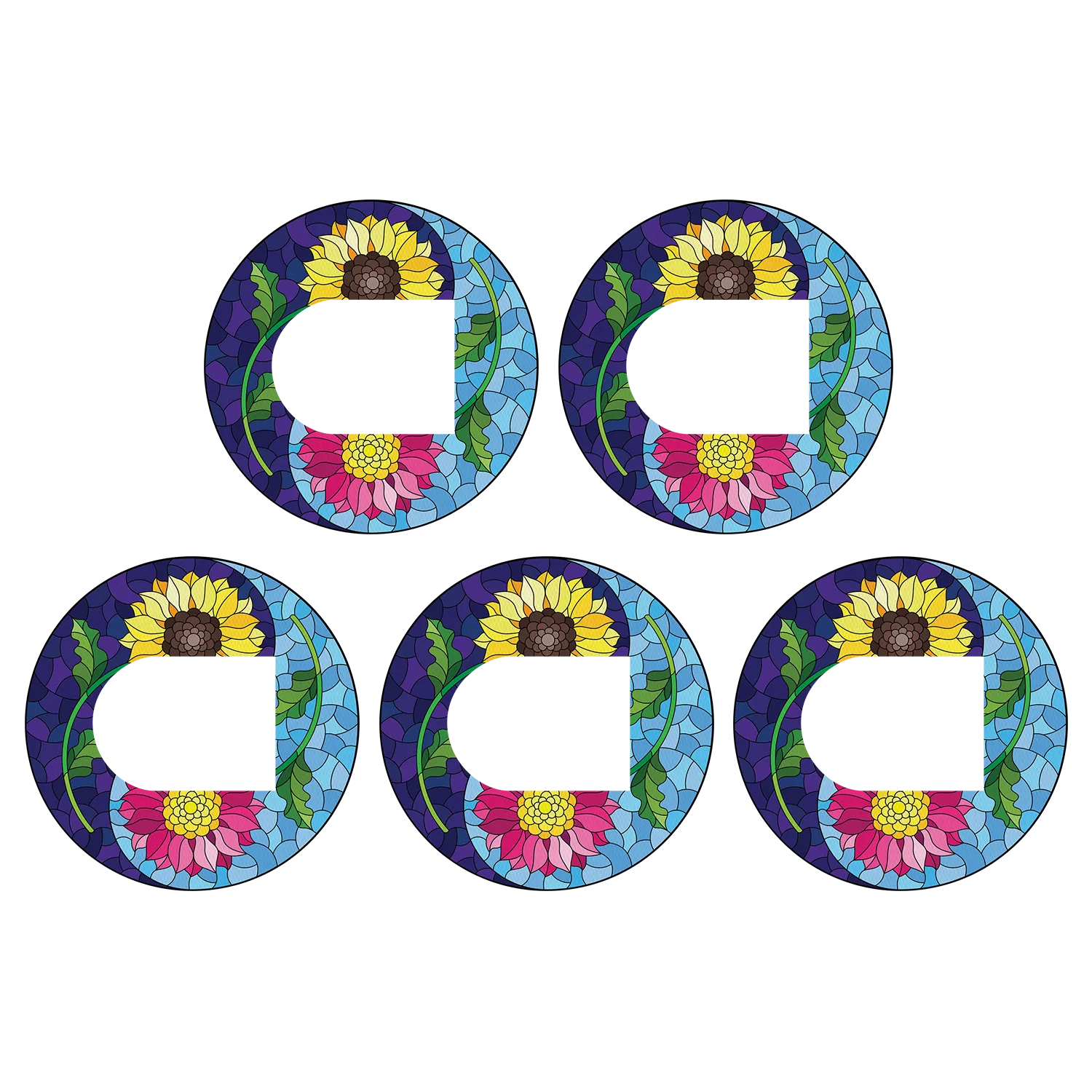 Omnipod Stained Glass Flowers Design Patches