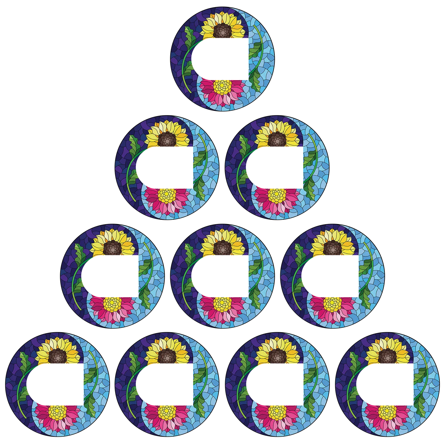 Omnipod Stained Glass Flowers Design Patches