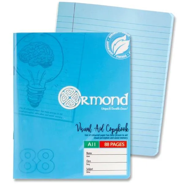 Ormond 88pg A11 Visual Memory Aid Durable Cover Copy Book - Blue