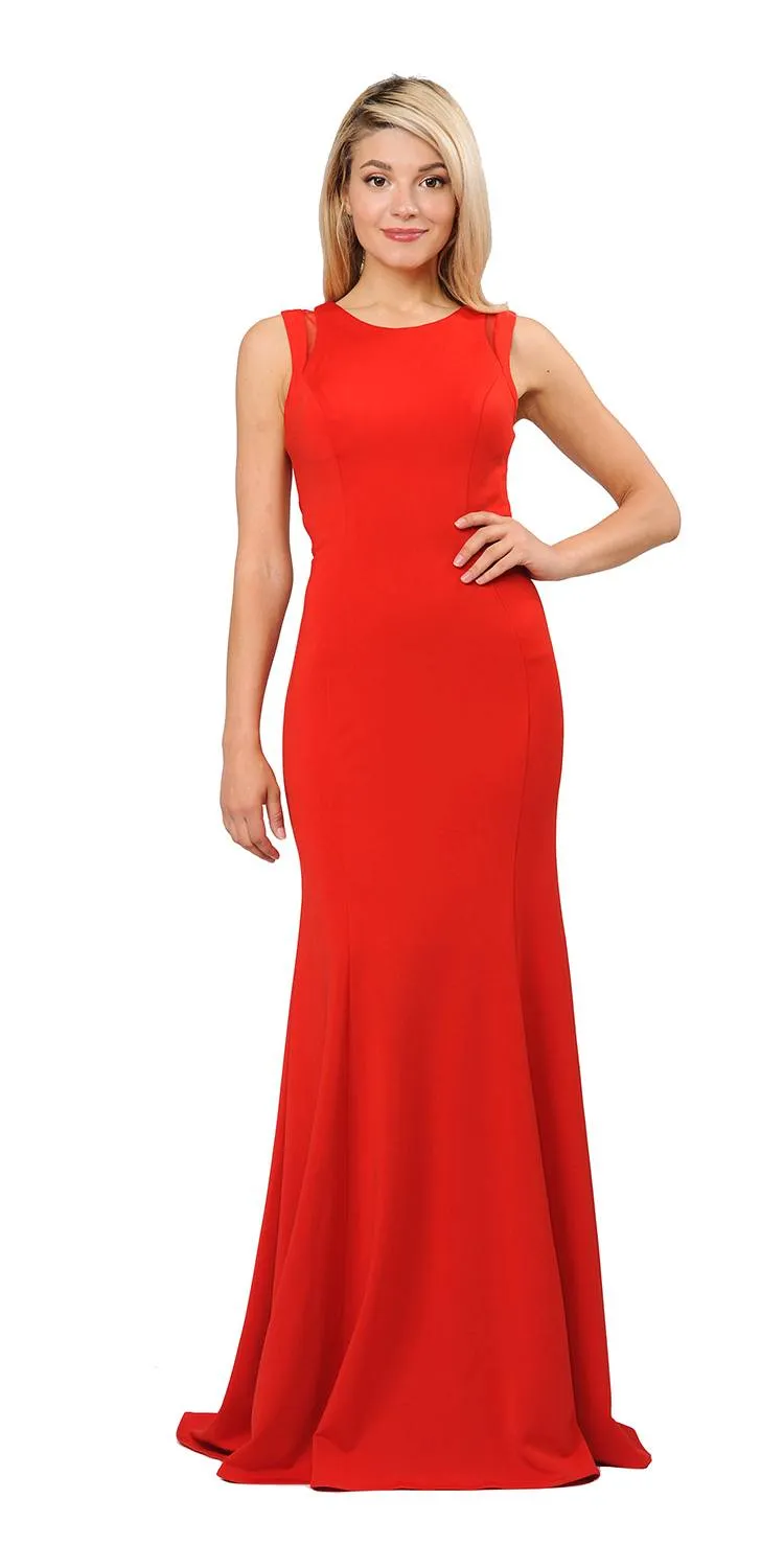 Poly USA 8232 Long Fitted Dress with Stylish Open Back