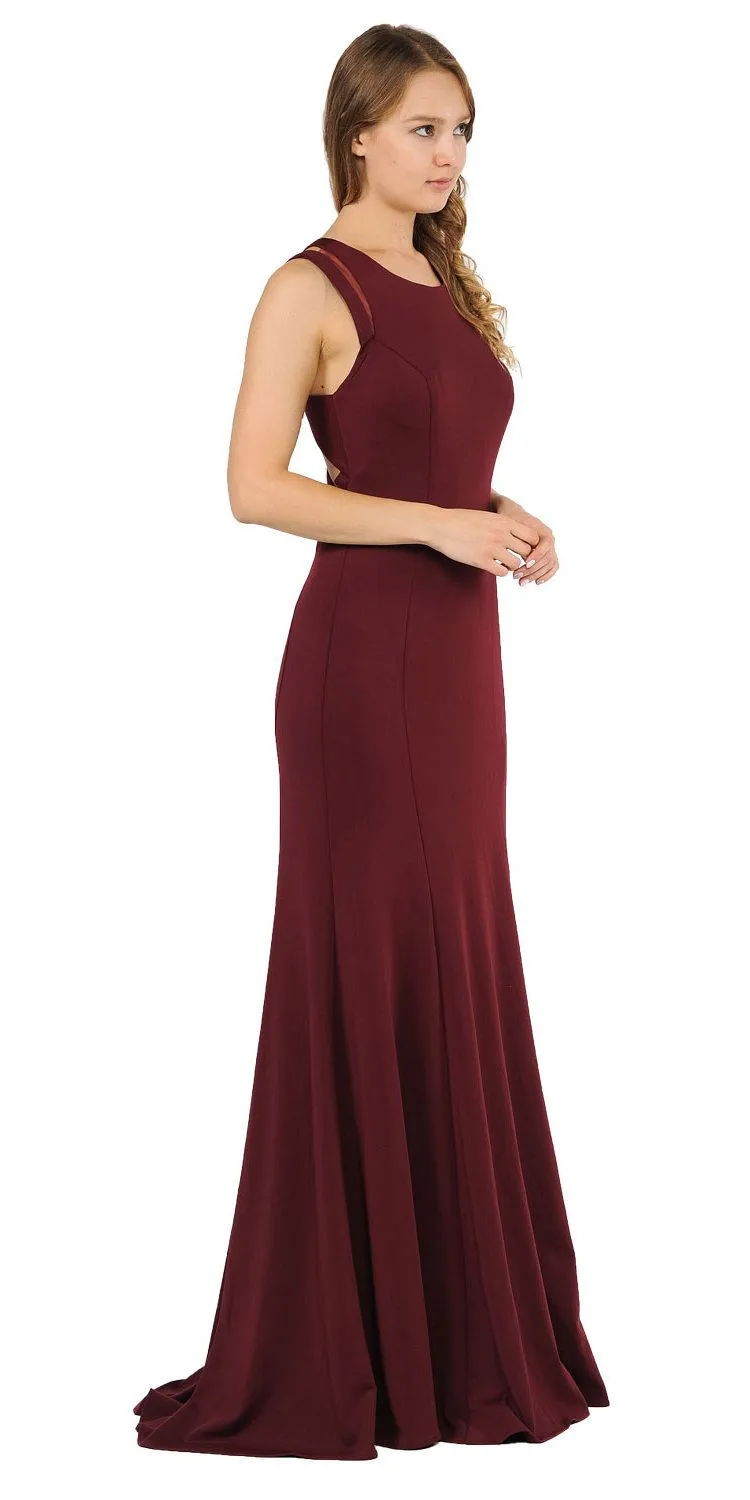Poly USA 8232 Long Fitted Dress with Stylish Open Back