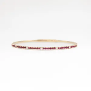 Ruby & White Diamond Flexible-Fit Bangle
