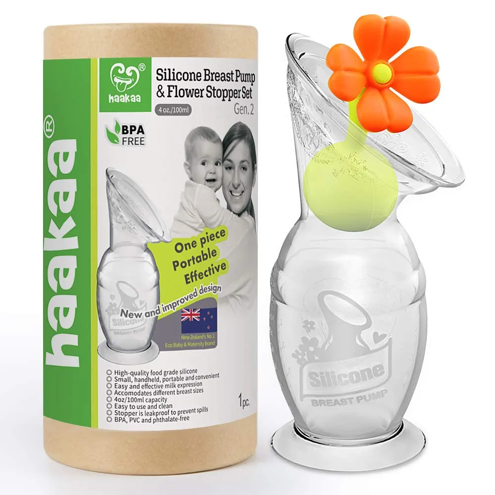 Silicone Breast Pump with Suction Base and Flower Stopper Combo