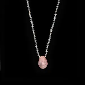 Star Rose Quartz with Clear & Pink Glass Small Yoni Egg Mala - Light Collection