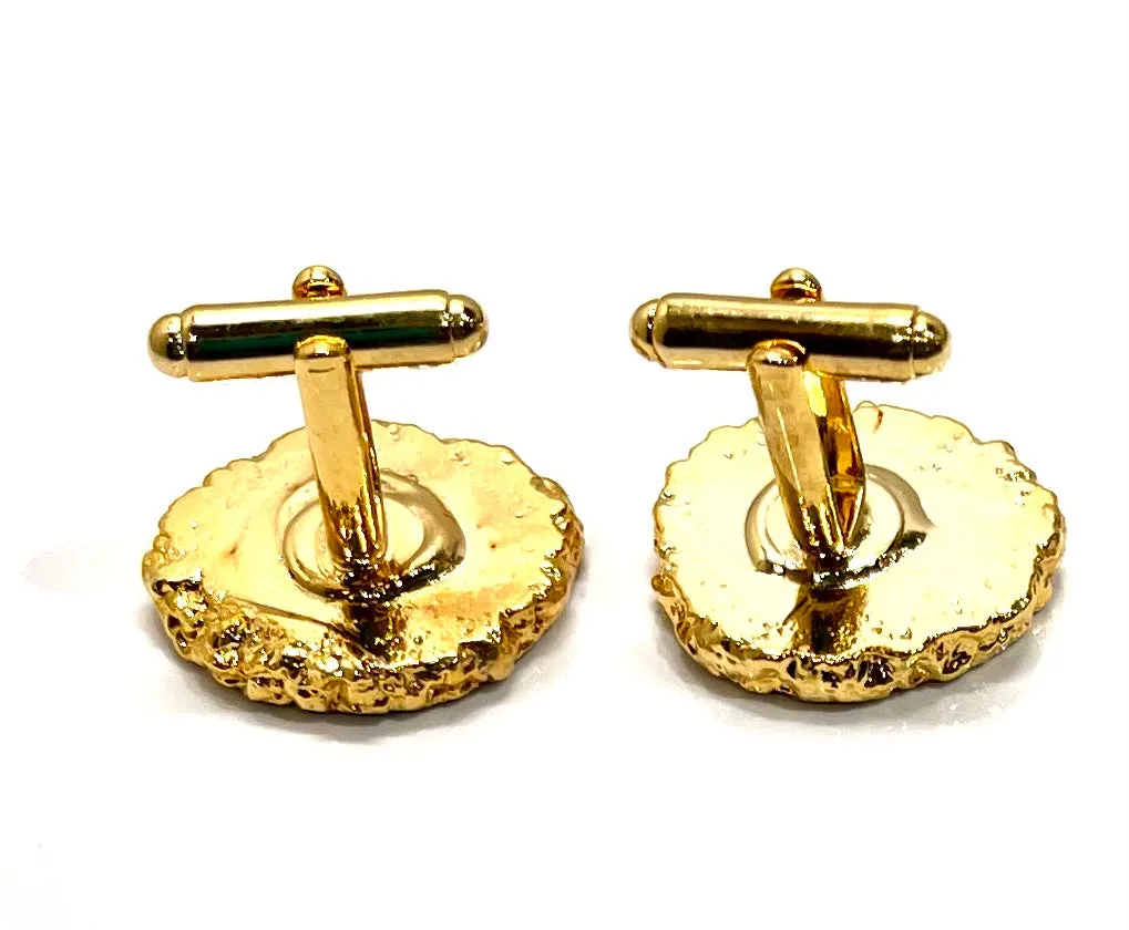 Stylish Midnight Blue Geode 24k Gold Electroplated Cufflinks