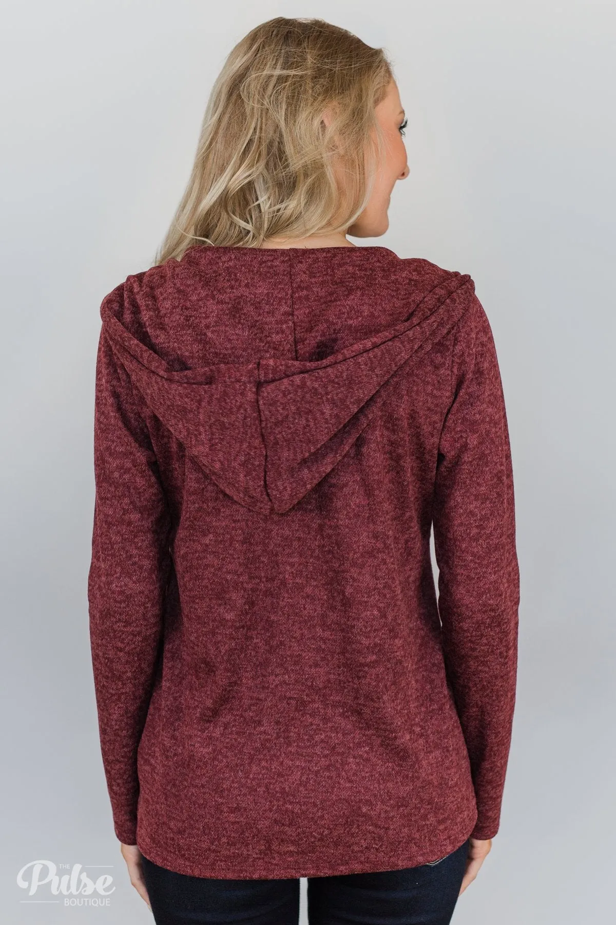 Stylish This Fall Zip Up Hoodie- Heather Burgundy