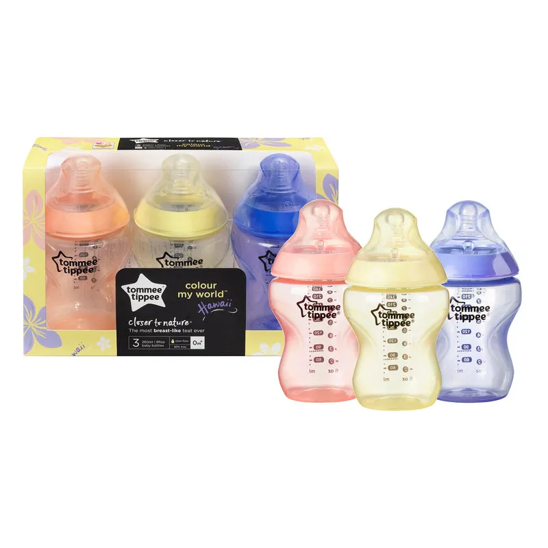 Tommee Tippee Closer to Nature Colour My World Bottle Pink 260ml 3Pk